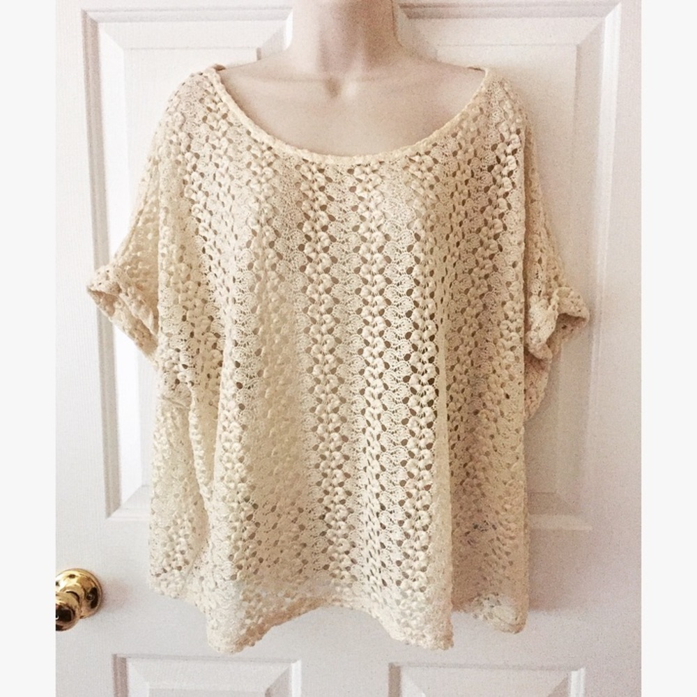 H&M Metallic Oversized Crochet Top - Ivory